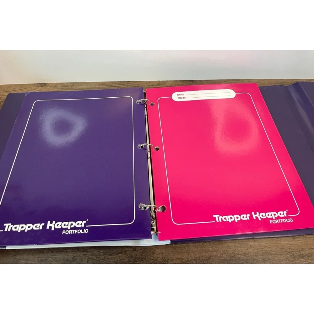 Vintage Trapper Keeper With 2 Folders Portfolios Neon Animal Leopard Tiger Print